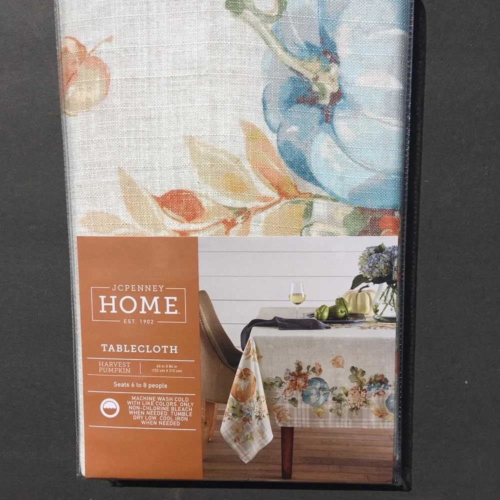 JCPenney Tablecloth Harvest Pumpkins 60” x 84” New